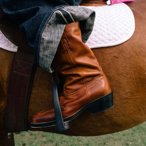 Elysian Brown Distressed Handmade Cowboy Riding Boots - Brand New in Box - Picture 2 of 8